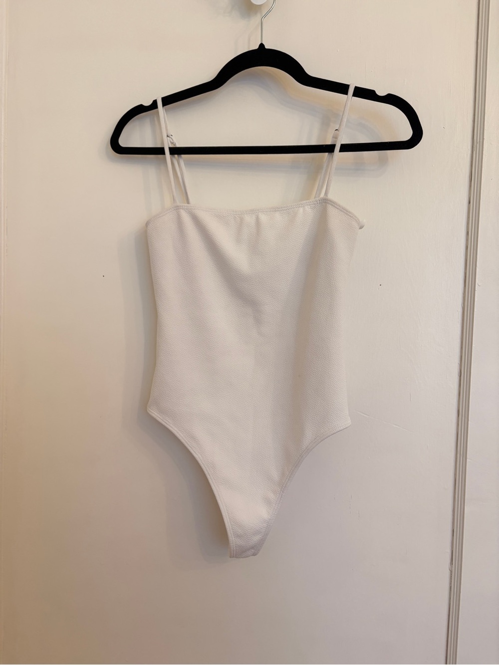 Show Me Your MuMu Cream Textured Spaghetti Strap Bodysuit